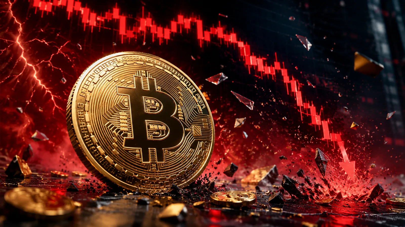 Bitcoin firma su peor semana desde el colapso de FTX: 390.000 millones de dólares borrados. Fuente: Imagen creada con Inteligencia Generativa