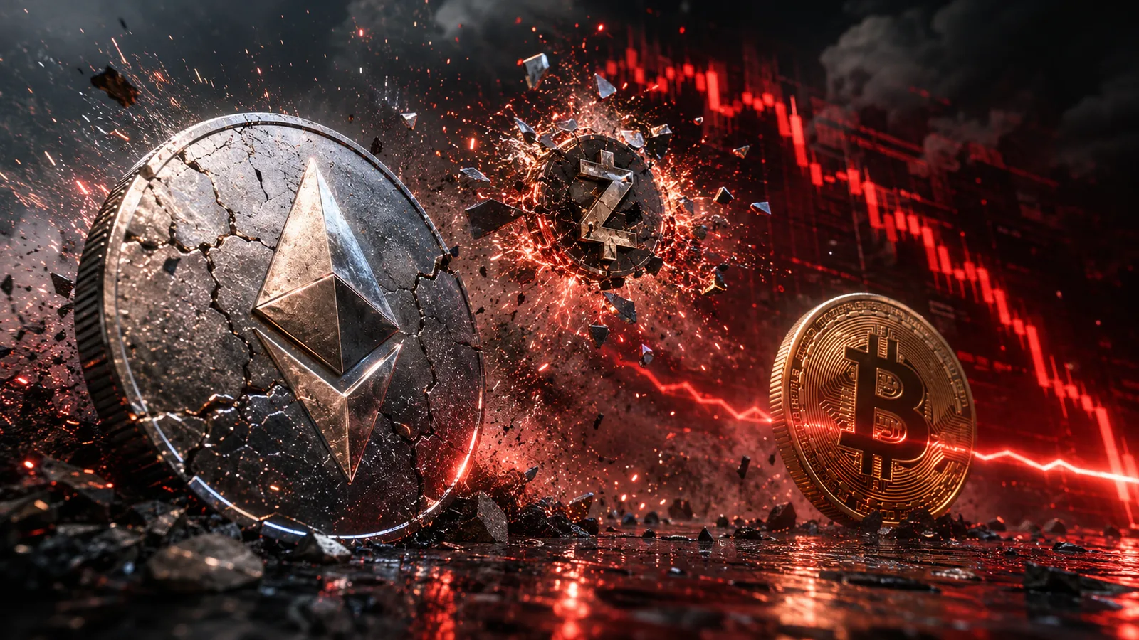 Ethereum cae a su mínimo de 13 meses arrastrado por el bug de Zcash y bitcoin bajo 60.000. Fuente: Imagen creada con Inteligencia Generativa