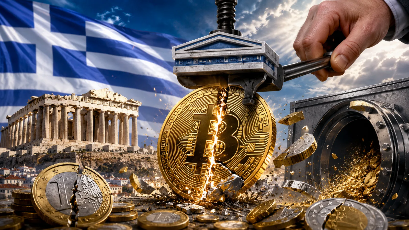 Grecia ultima un impuesto del 15% a las plusvalías cripto, con los primeros 500 euros exentos. Fuente: Imagen creada con Inteligencia Generativa