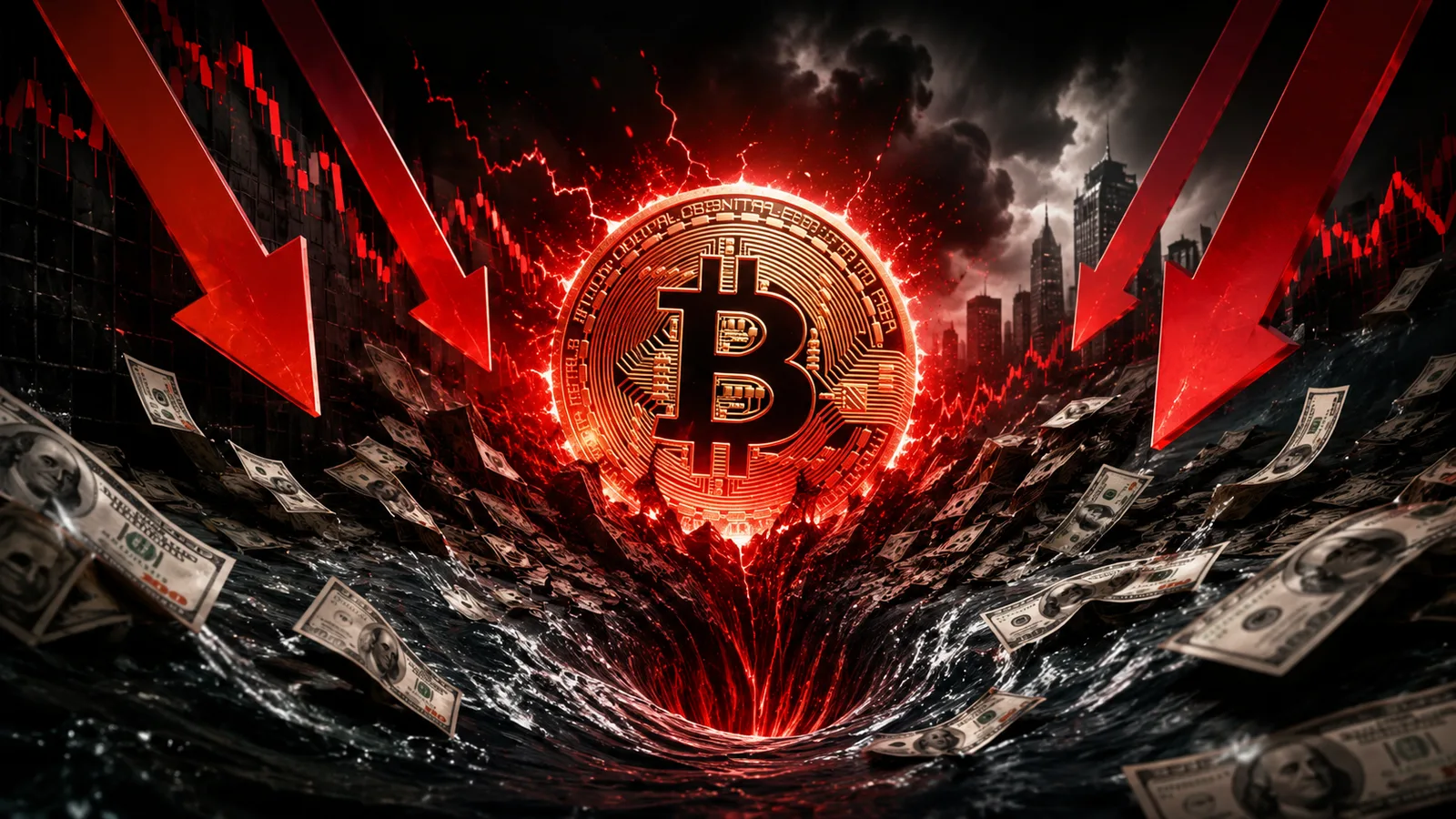 Los ETF de bitcoin pierden 1.700 millones de dólares en una semana, la cuarta seguida de salidas. Fuente: Imagen creada con Inteligencia Generativa