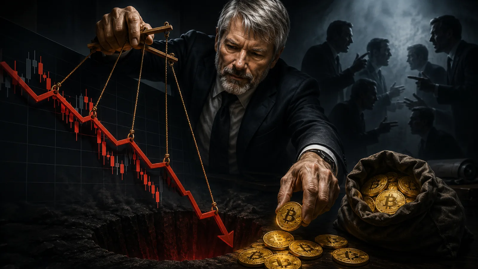 ¿Manipuló Saylor el precio de bitcoin para comprar barato? El debate detrás de los 32 BTC. Fuente: Imagen creada con Inteligencia Generativa