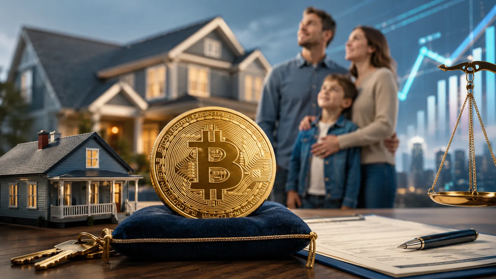 EE.UU. estudia que el bitcoin cuente como reserva para pedir una hipoteca. Fuente: Imagen creada con Inteligencia Generativa