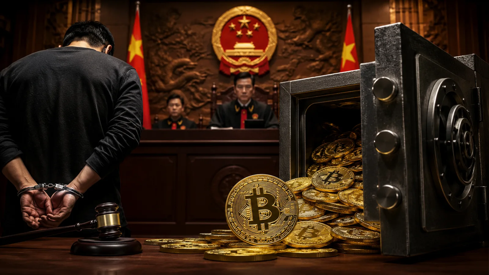 Un tribunal chino trata el bitcoin como propiedad y condena a 10 años por robar 107 BTC. Fuente: Imagen creada con Inteligencia Generativa
