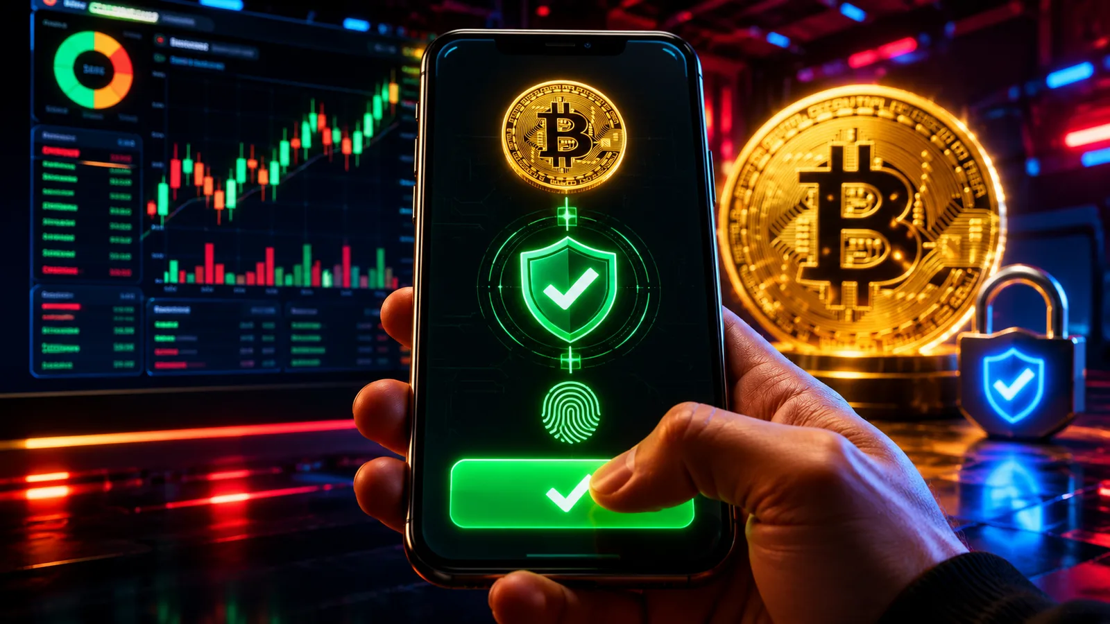 Pantalla de un exchange de criptomonedas mostrando una primera compra de bitcoin con verificación de seguridad. Fuente: Imagen creada con Inteligencia Generativa