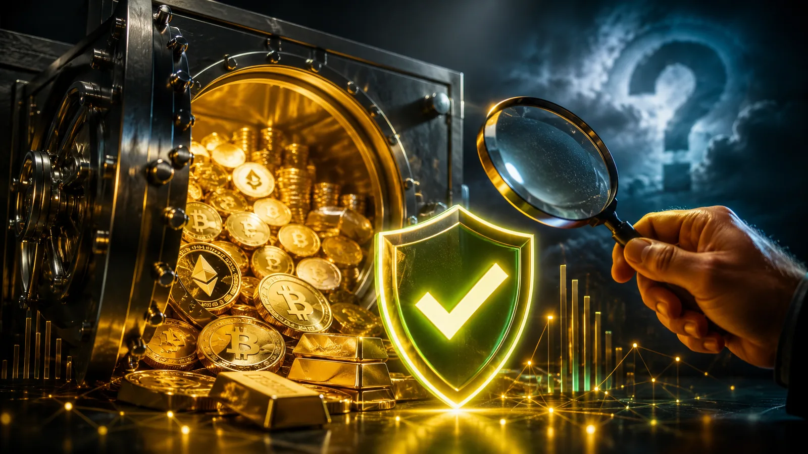 Concepto de prueba de reservas con un árbol de Merkle y billeteras de un exchange de criptomonedas. Fuente: Imagen creada con Inteligencia Generativa